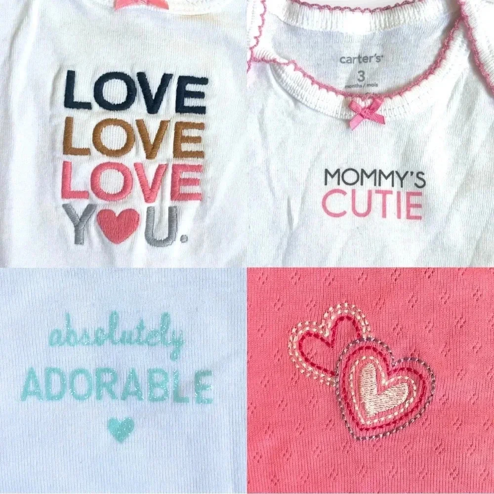 Baby Girls’ Bodysuit Bundle | Carter’s & Koala Baby Onesies | 3M 100% Cotton